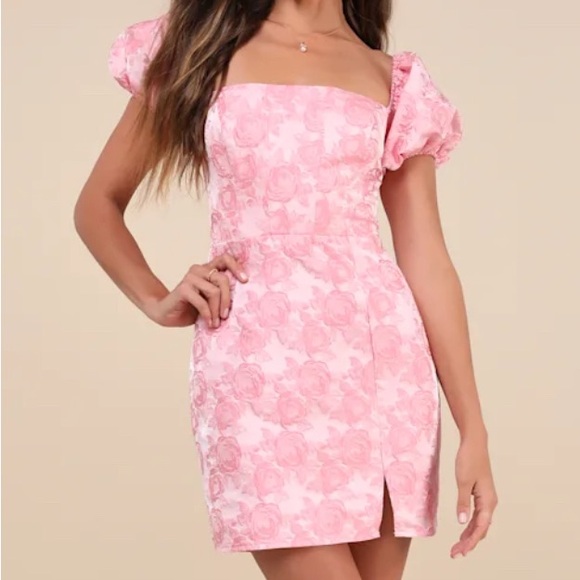Elegant Pink Floral Mini Dress - Picture 1 of 3